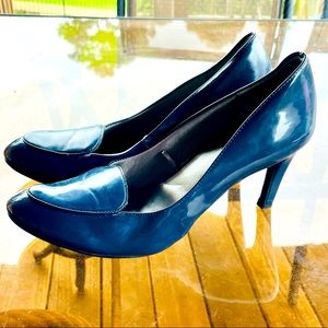 3” heels, Navy Blue patented leather